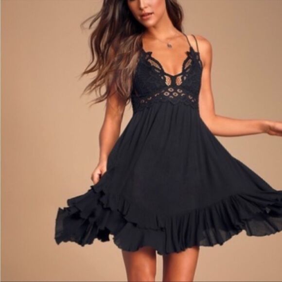 NWT Free People One Adella Slip Dress in Black Small - Picture 9 of 9